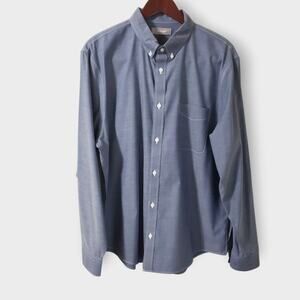 Everlane Mens Slim Fit Stretch Button Down Shirt Blue White Contrast Sz XL